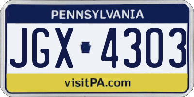 PA license plate JGX4303