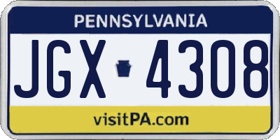 PA license plate JGX4308