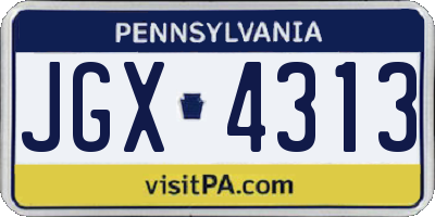 PA license plate JGX4313