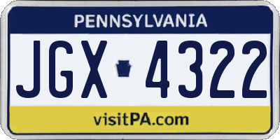 PA license plate JGX4322