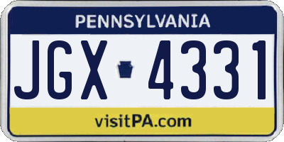 PA license plate JGX4331