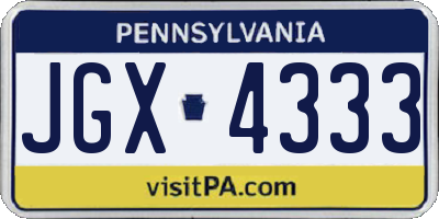PA license plate JGX4333
