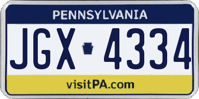 PA license plate JGX4334