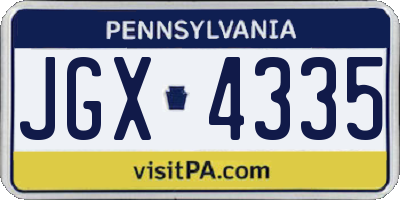 PA license plate JGX4335