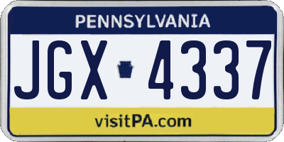 PA license plate JGX4337
