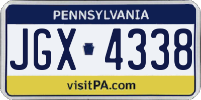 PA license plate JGX4338