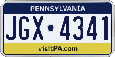 PA license plate JGX4341