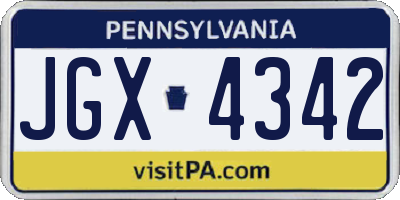 PA license plate JGX4342