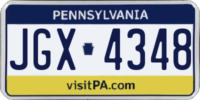 PA license plate JGX4348