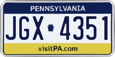 PA license plate JGX4351