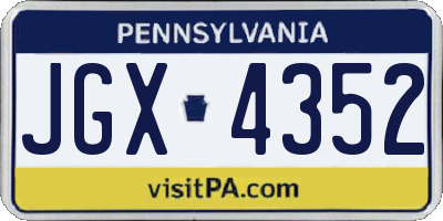 PA license plate JGX4352