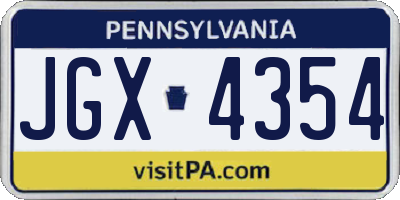 PA license plate JGX4354