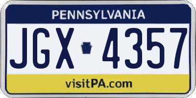 PA license plate JGX4357