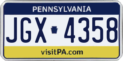 PA license plate JGX4358