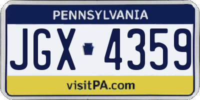 PA license plate JGX4359