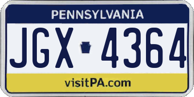 PA license plate JGX4364
