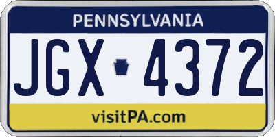 PA license plate JGX4372