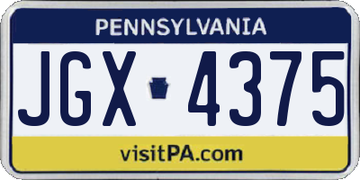 PA license plate JGX4375