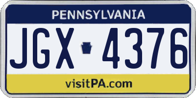 PA license plate JGX4376