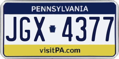 PA license plate JGX4377