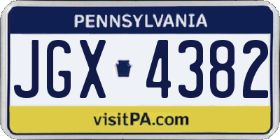 PA license plate JGX4382