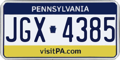 PA license plate JGX4385