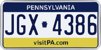 PA license plate JGX4386