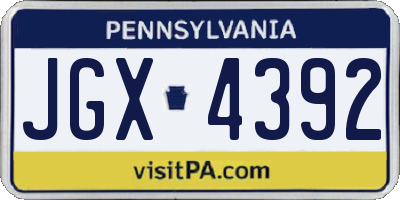 PA license plate JGX4392