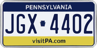 PA license plate JGX4402