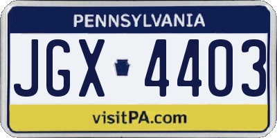 PA license plate JGX4403