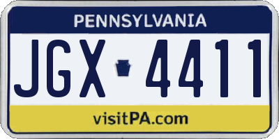 PA license plate JGX4411