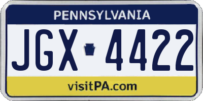 PA license plate JGX4422