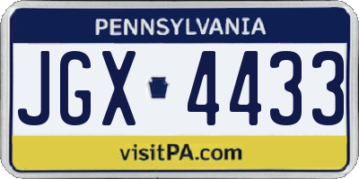PA license plate JGX4433