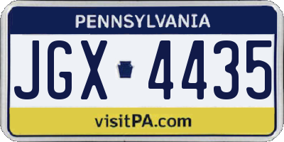 PA license plate JGX4435