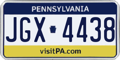 PA license plate JGX4438