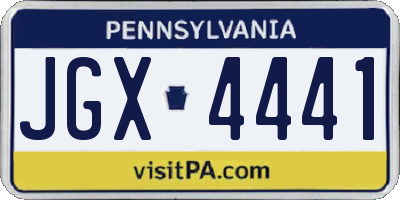PA license plate JGX4441