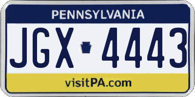 PA license plate JGX4443