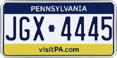 PA license plate JGX4445