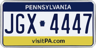 PA license plate JGX4447