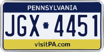PA license plate JGX4451