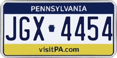 PA license plate JGX4454