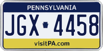 PA license plate JGX4458