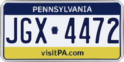 PA license plate JGX4472