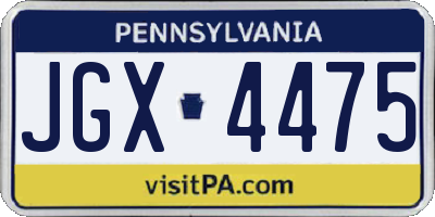 PA license plate JGX4475