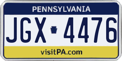 PA license plate JGX4476