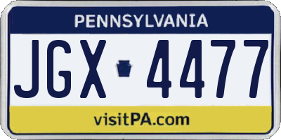PA license plate JGX4477