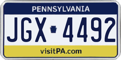 PA license plate JGX4492