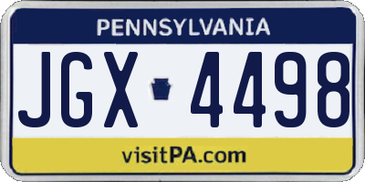 PA license plate JGX4498