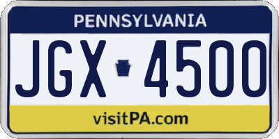 PA license plate JGX4500