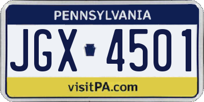 PA license plate JGX4501